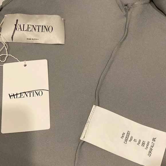 NWT Valentino Gray Silk Crepe Long Sleeve Blouse - Picture 5 of 9